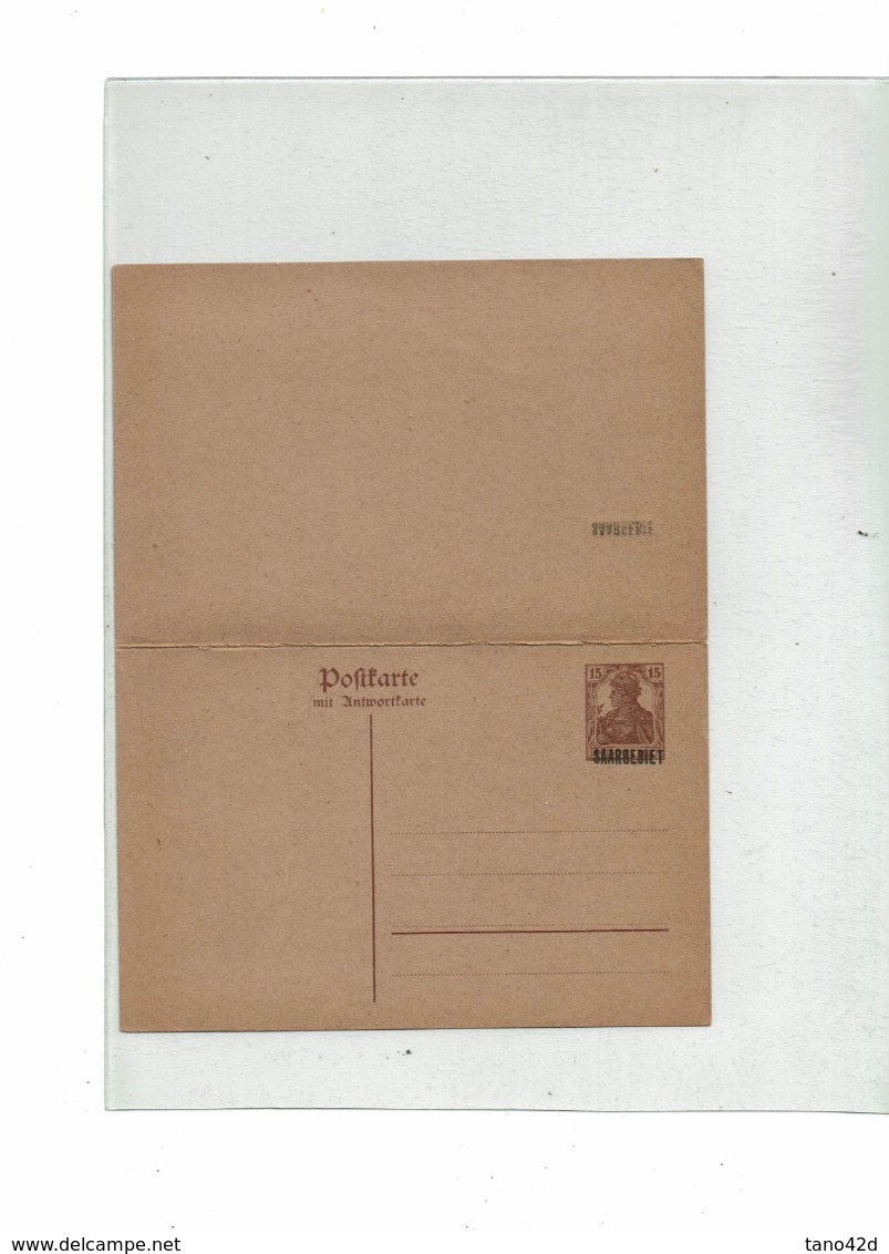 DIV3 - SARRE ADMINISTRATION FRANCAISE 1919 EP CPRP 15pf+15pf TYPE I NEUVE ACEP N° CP4 - Postal Stationery