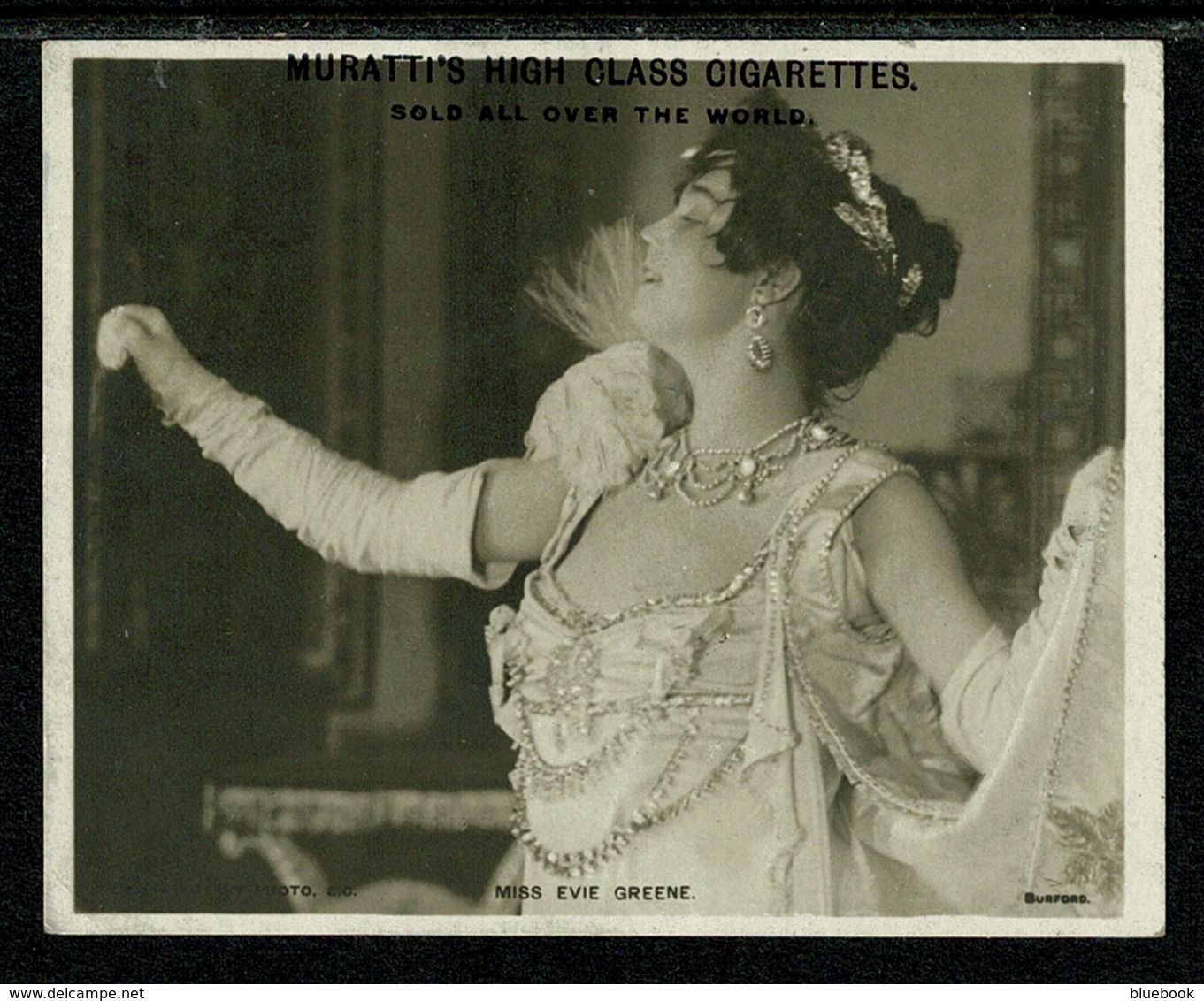 Ref 1329 - 1906 Midget Postcard Muratti Cigarette Card - Miss Evie Green - Actress & Singer - Entertainers