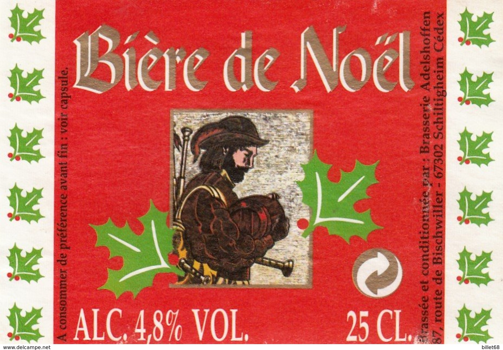 Etiquette Biere - ADELSHOFFEN - BIERE DE NOEL - Bière