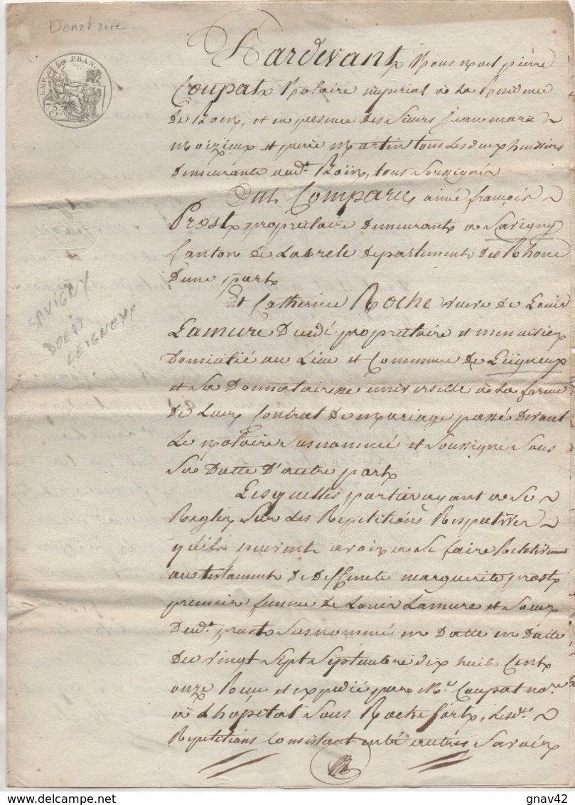 Savigny Boën Leigneux De 4 Pages 1813 - Manuscrits