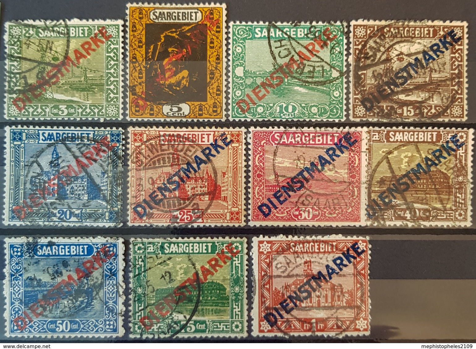 SARRE / SAARGEBIET 1922 - Canceled - Mi 1-11 - Dienstmarken - Oficiales