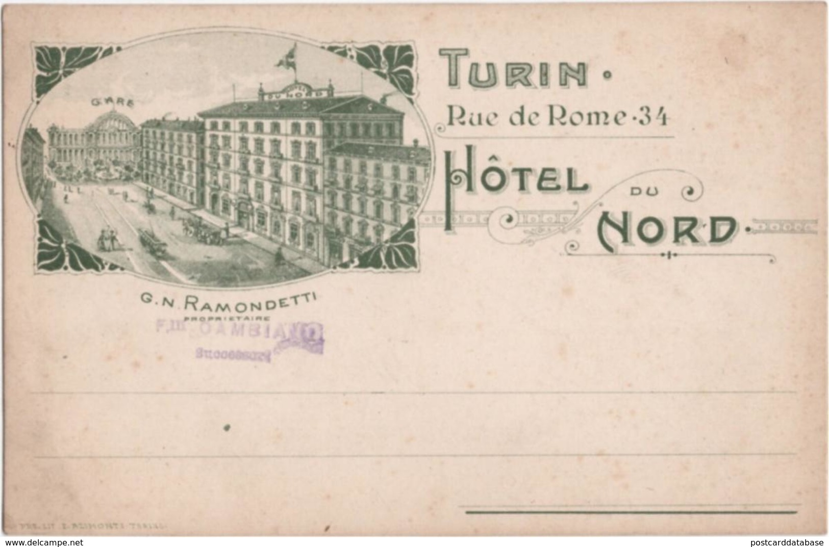 Turin - Hôtel Du Nord - & Hotel, Litho - Altri & Non Classificati