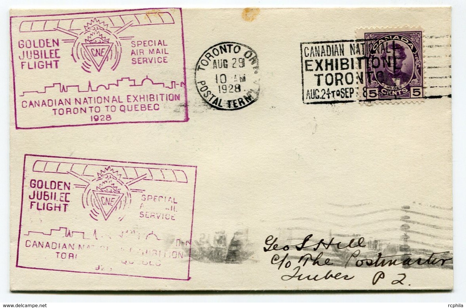 RC 13686 CANADA 1928 TORONTO TO QUEBEC FLIGHT 1er VOL FFC - Lettres & Documents