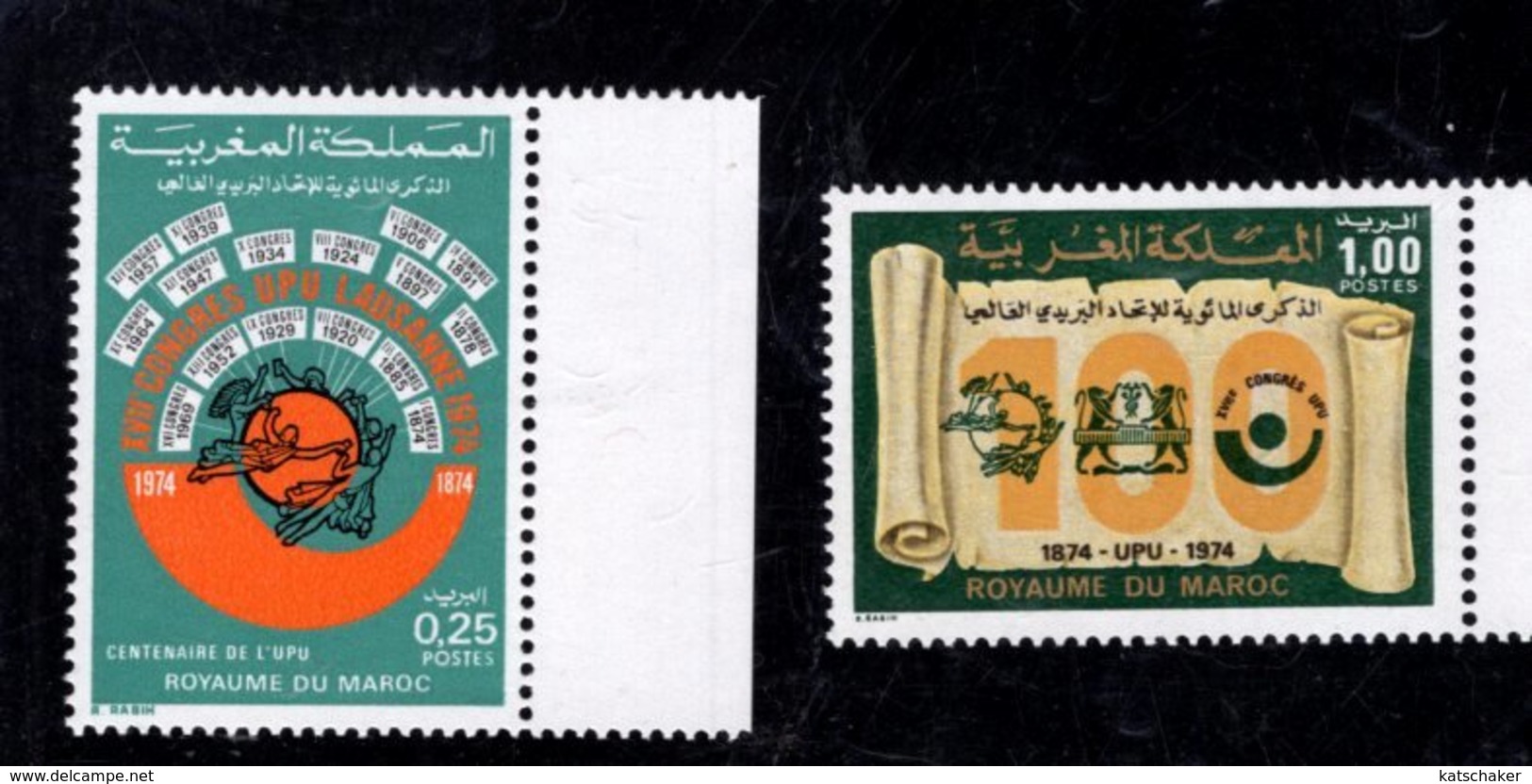 1974 SCOTT 316 317 POSTFRIS MINT NEVER HINGED EINWANDFREI (XX)  UPU UNIVERSAL POSTAL UNION CENTENAIRE - Maroc (1956-...)