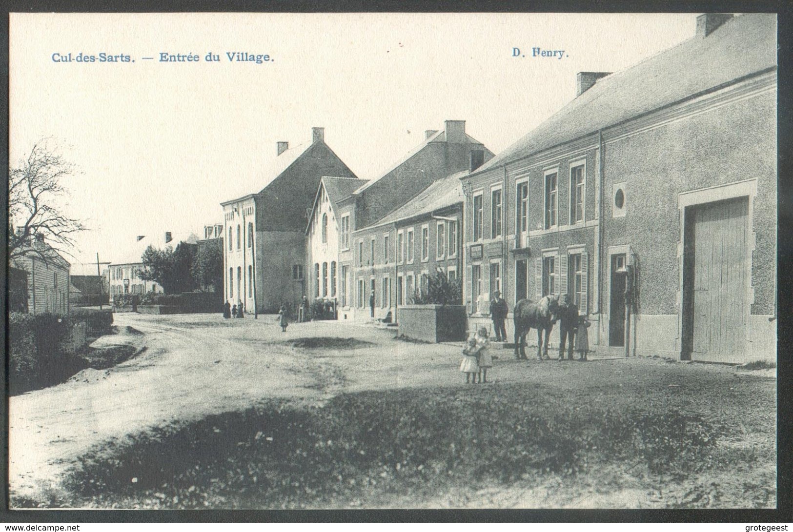C.P. Neuve CUL-DES-SARTS Entrée Du Village + Cheval Ca. 1907 - 14602 - Cul-des-Sarts