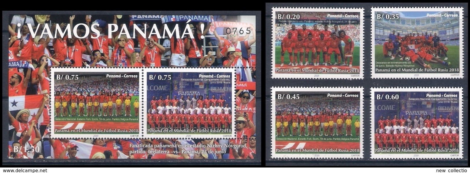 Panama (2019) Football: FIFA World Cup “Russia 2018” - Full Set (s/s + 4 Stamps) - MNH - 2018 – Russia