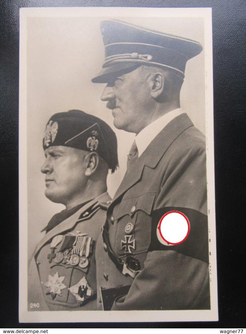 Postkarte Propaganda Hitler Und Mussolini - Briefe U. Dokumente