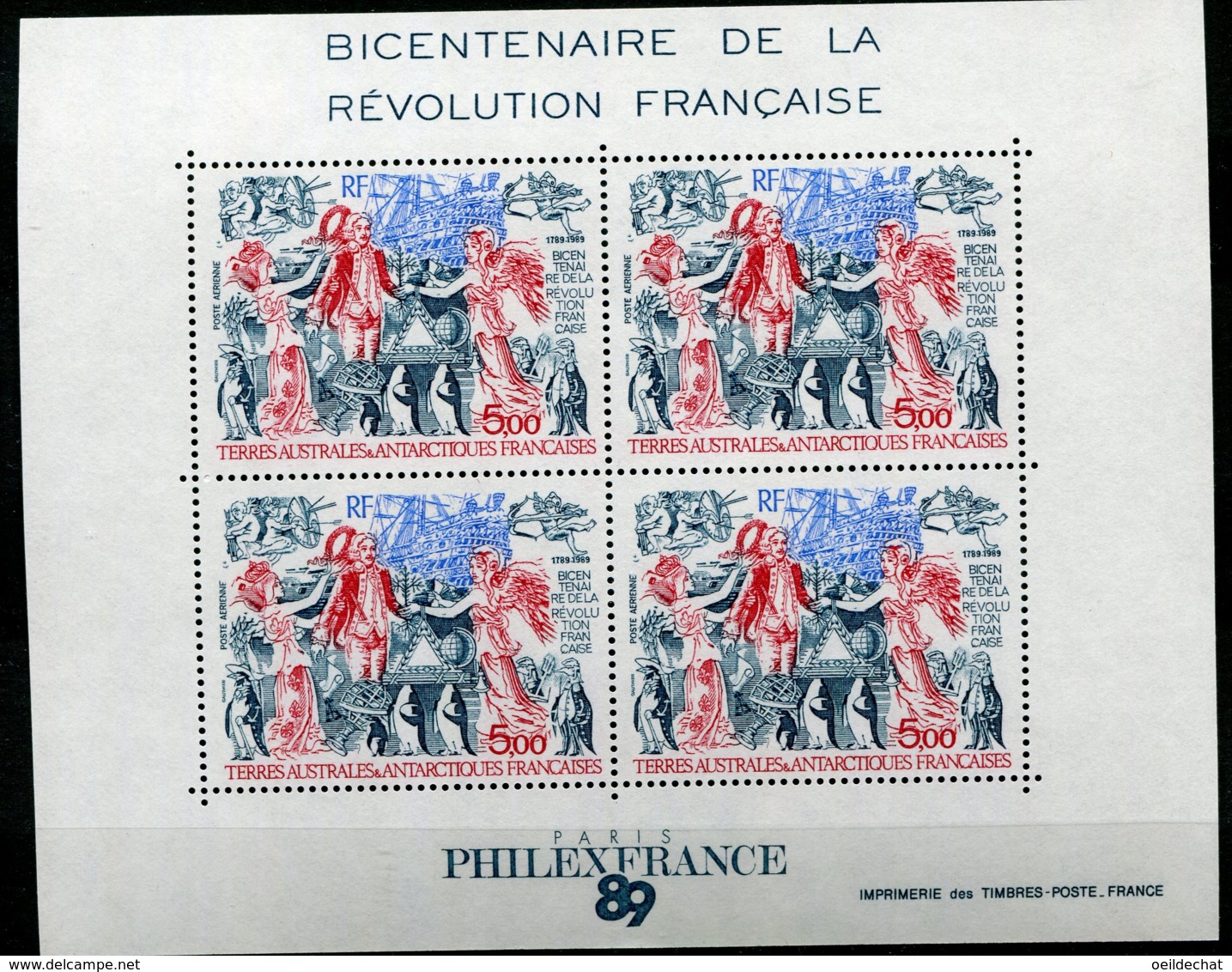 14642 T.A.A.F  BF1** 4x5F Bicentenaire De La Révolution Française    1989    TB/TTB - Blocs-feuillets