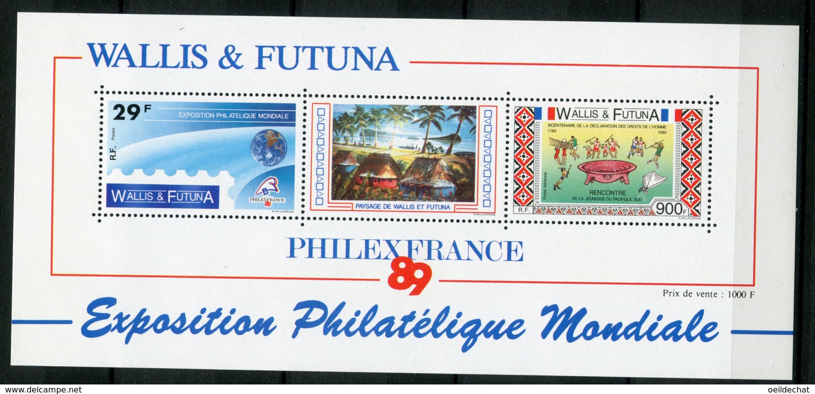 14644 WALLIS Et FUTUNA  BF4**  1000F Bicentenaire Des Droits De L'Homme  1989    TB/TTB - Hojas Y Bloques