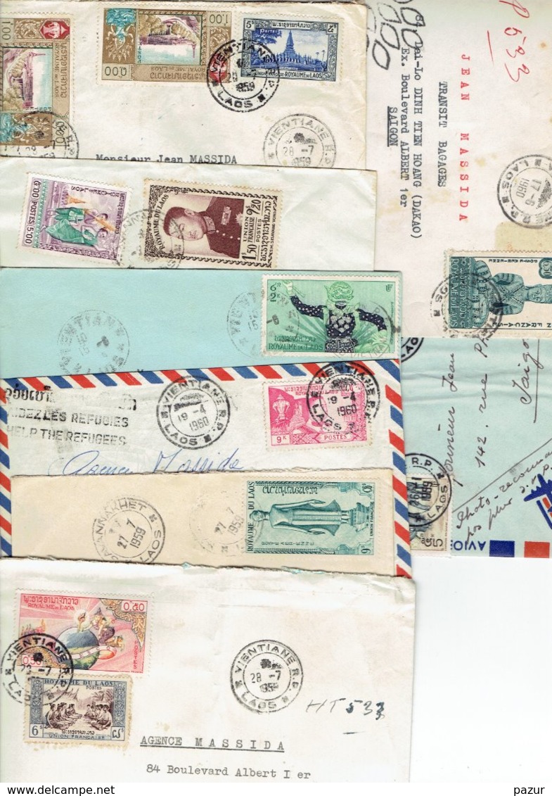 TP - MARCOPHILIE - LAOS  - 11 ENVELOPPES + 1 CP ENTRE 1958 ET 1962 - TB - Laos