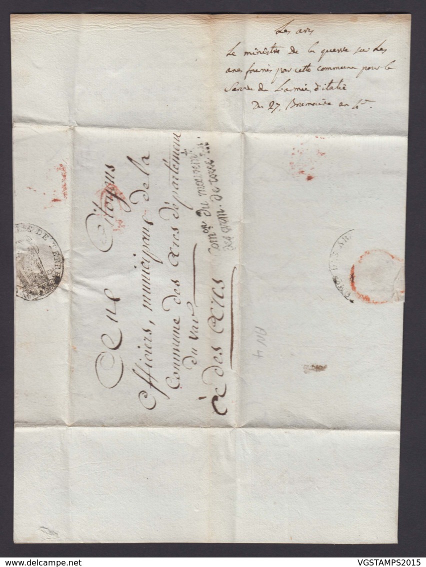 FRANCE DATE DE PARIS 18/11/1795 MARQUE "COM.DU MOUVEMT./DES ARM.DE TERRE." (DE) DC-4044 - 1792-1815: Départements Conquis
