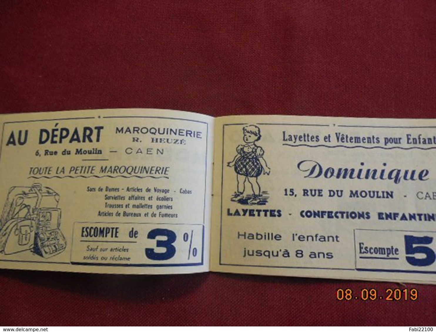 Carnet D'Escompte - Caen - Valable Jusqu'au 31 Décembre 1957 - Autres & Non Classés