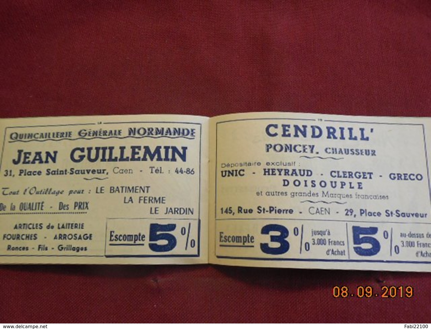 Carnet d'Escompte - Caen - Valable jusqu'au 31 Décembre 1957
