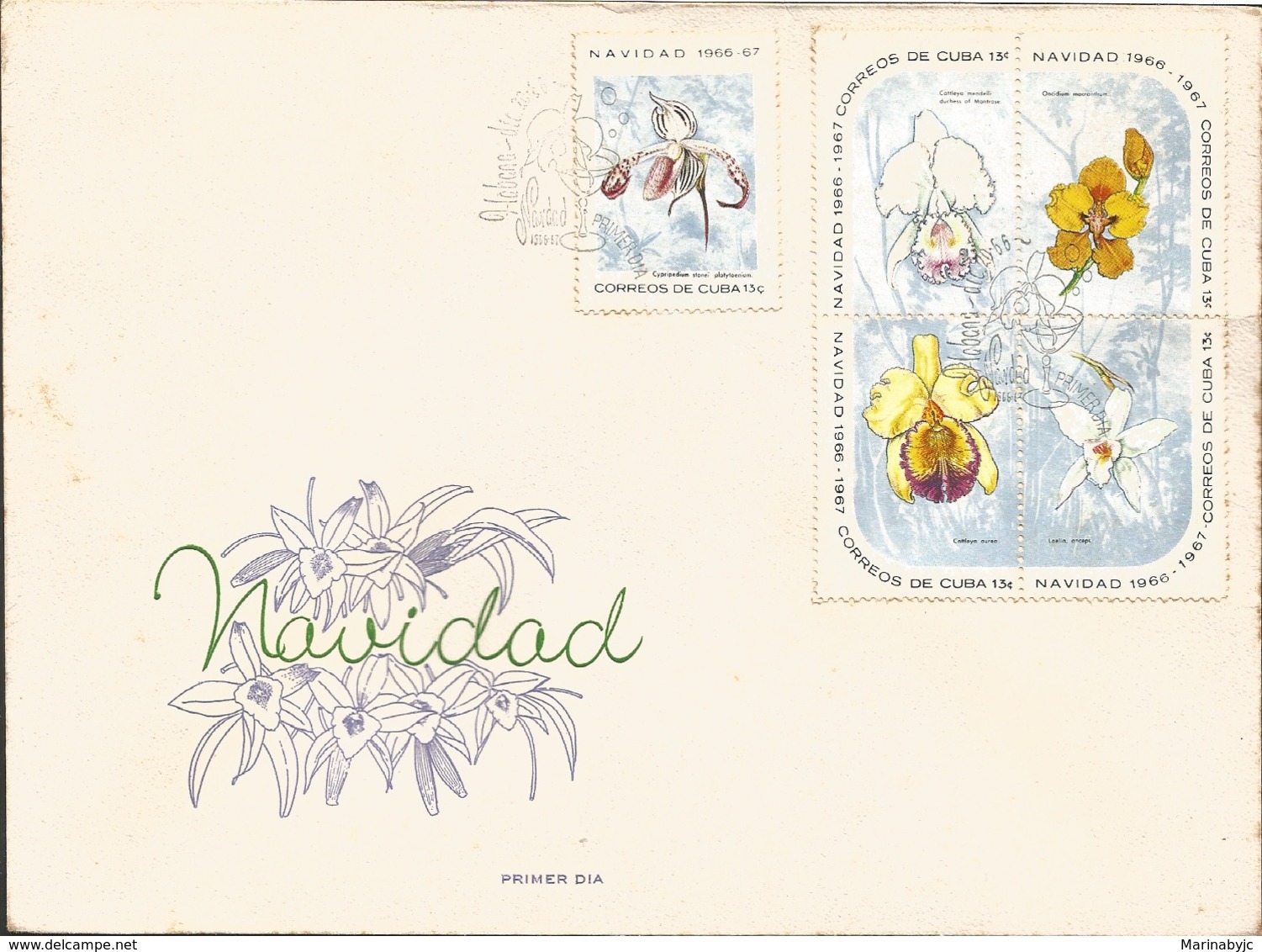 V) 1967 CARIBBEAN, CHRISTMAS, FLOWERING PLANTS , WITH SLOGAN CANCELLATION IN BLACK, OVERPRINT IN BLACK, FDC - Cartas & Documentos