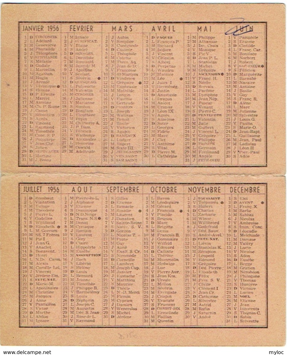 Petit Calendrier. Taxis Madou/Chien Vert. Woluwé-St.-Pierre. 1956. - Petit Format : 1941-60