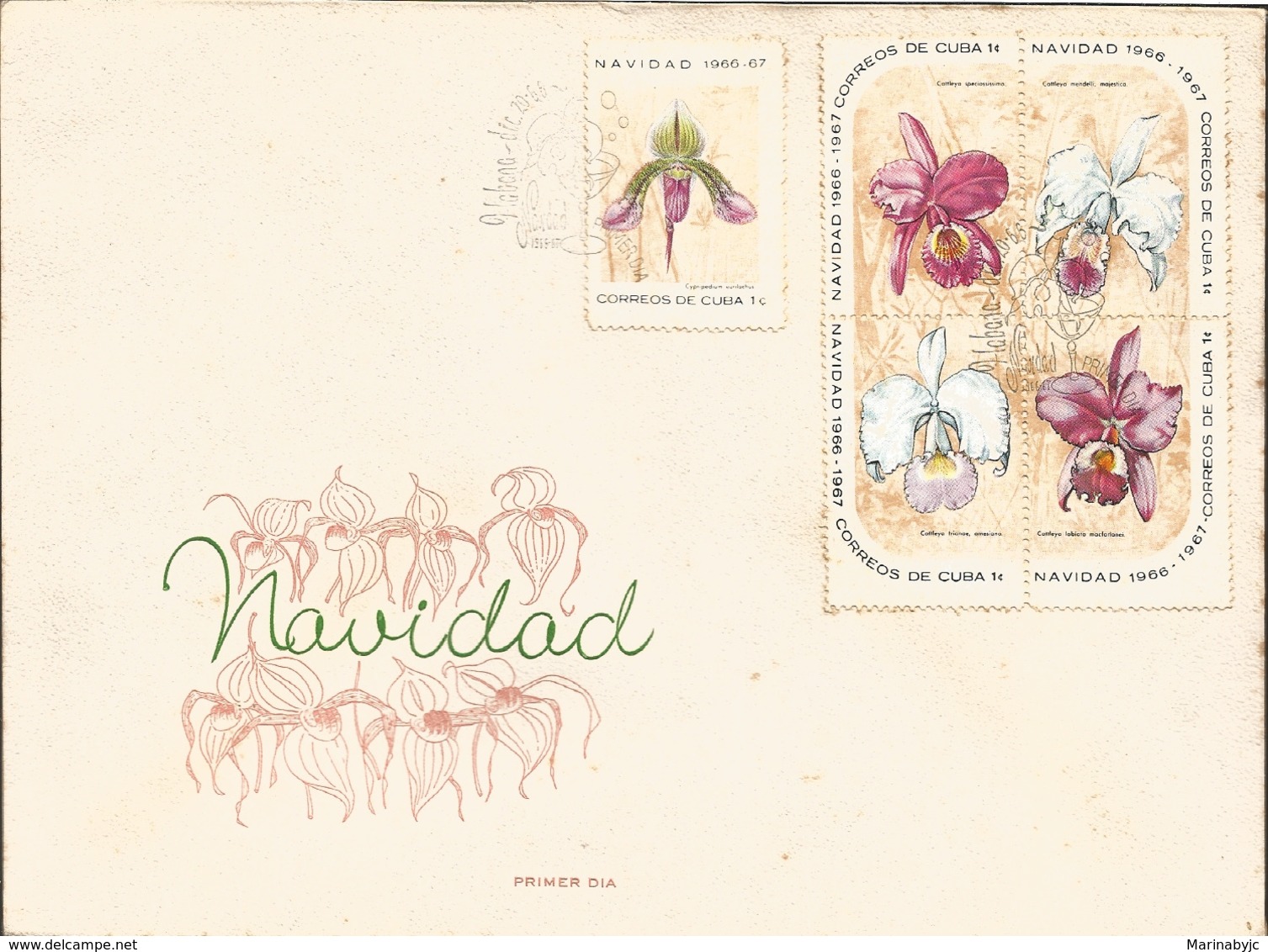 V) 1967 CARIBBEAN, CHRISTMAS, ORCHIDS, FLOWERING PLANTS , WITH SLOGAN CANCELLATION IN BLACK, FDC - Covers & Documents