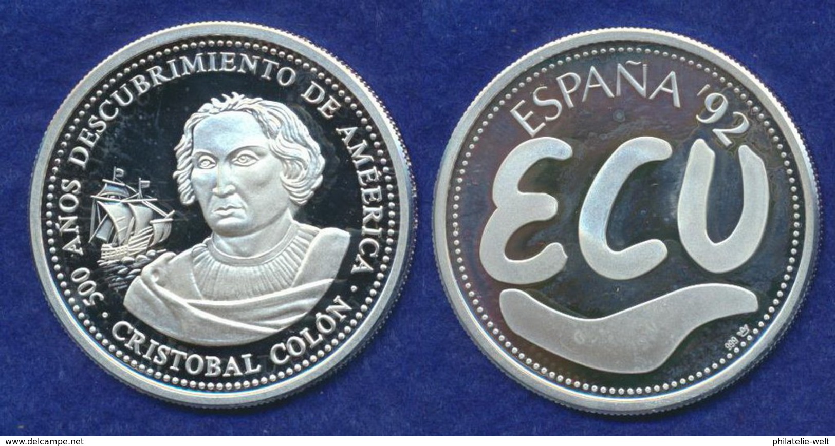 Spanien 1 Ecu 1992 Kolumbus Ag999 19,8g - Sonstige & Ohne Zuordnung