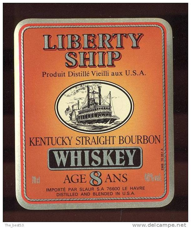 Etiquette De Bourbon  Whisky   -  Liberty Ship  -  Kentucky  USA    (Thème Bateau ) - Whisky