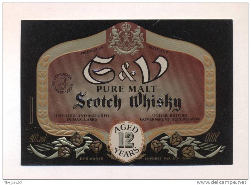 Etiquette De Scotch  Whisky  -  G Et V  -  Ecosse - Whisky