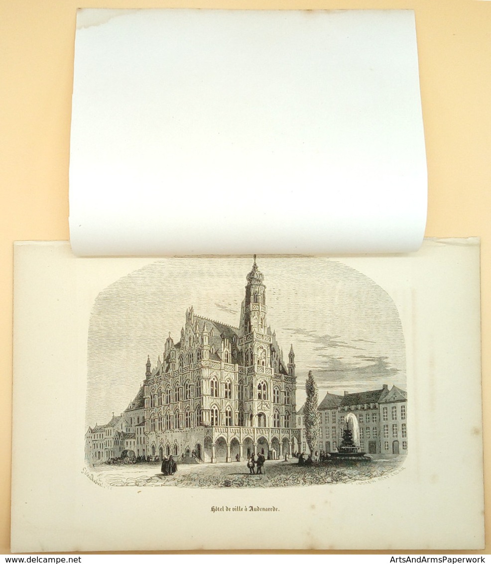 Gravure Sur Bois 'Hôtel De Ville à Audenaerde', 1844/ Wood Engraving 'City Hall Of Oudenaerde' (B), Oudenaarde - Prenten & Gravure