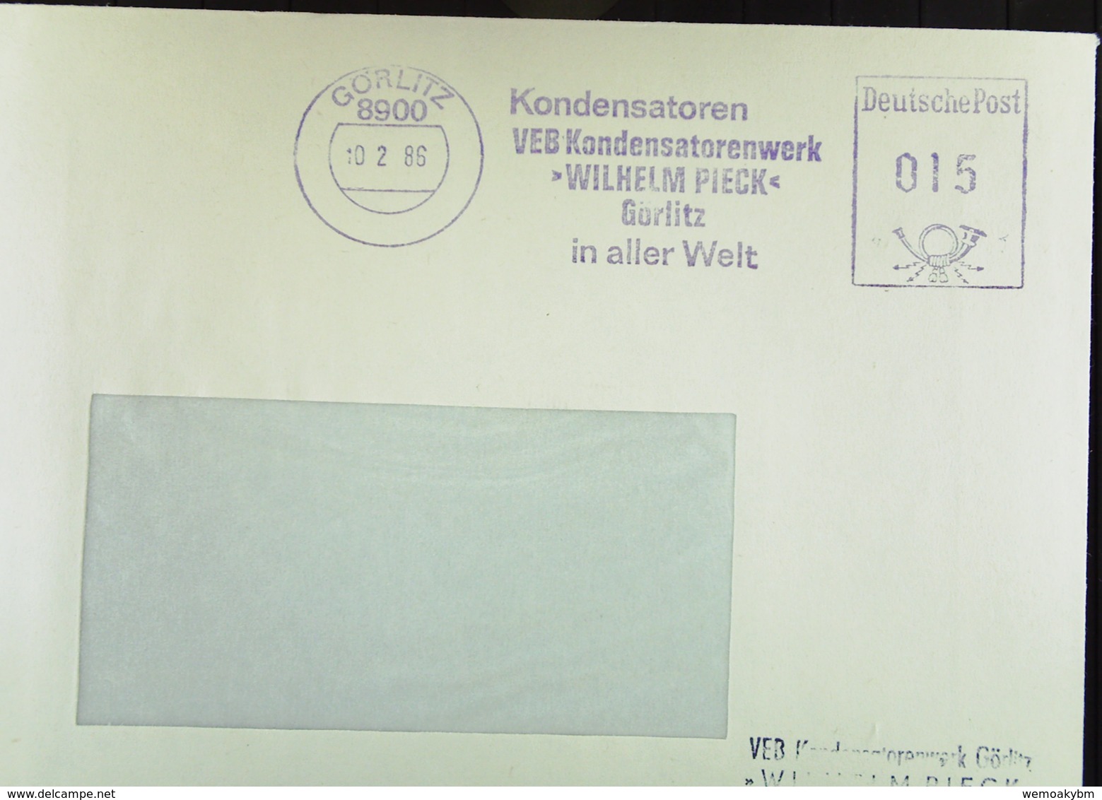 DDR: 2 Briefe 20/15 Pf DP 8900 Görlitz VEB Kondensatorenwerk "Wilhelm Pieck" Mit AFS In Rot Und Violett - Unzulässig! - Sonstige & Ohne Zuordnung