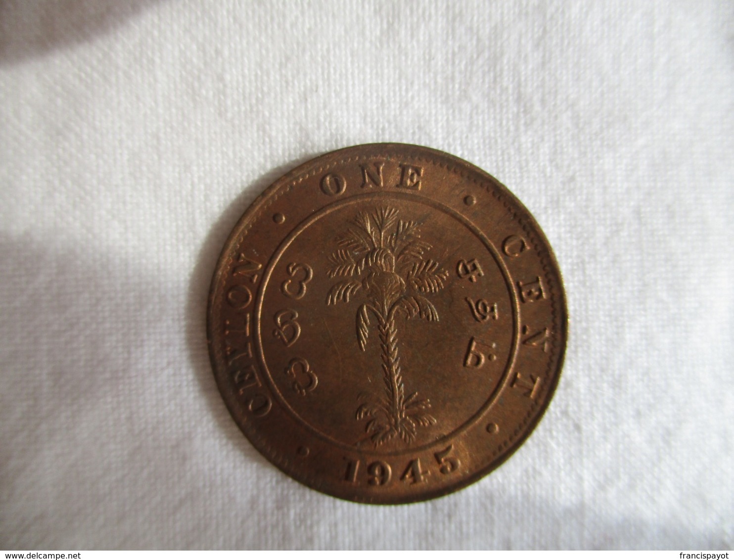 Ceylon: 1 Cent 1945 - Sri Lanka