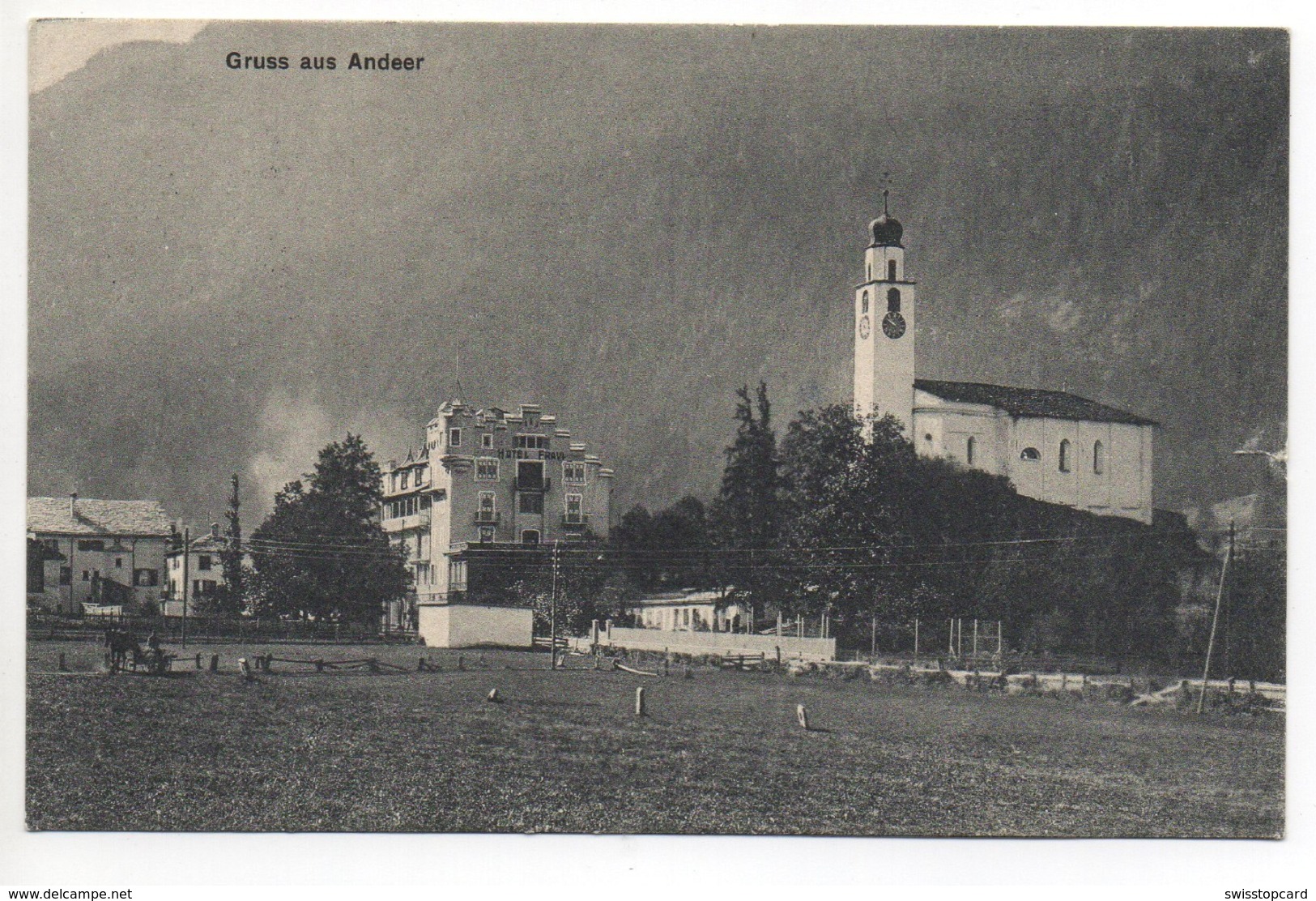 Gruss Aus ANDEER Phot. J. Guler Thusis Gel. Feldpost N. Brugg - Andeer