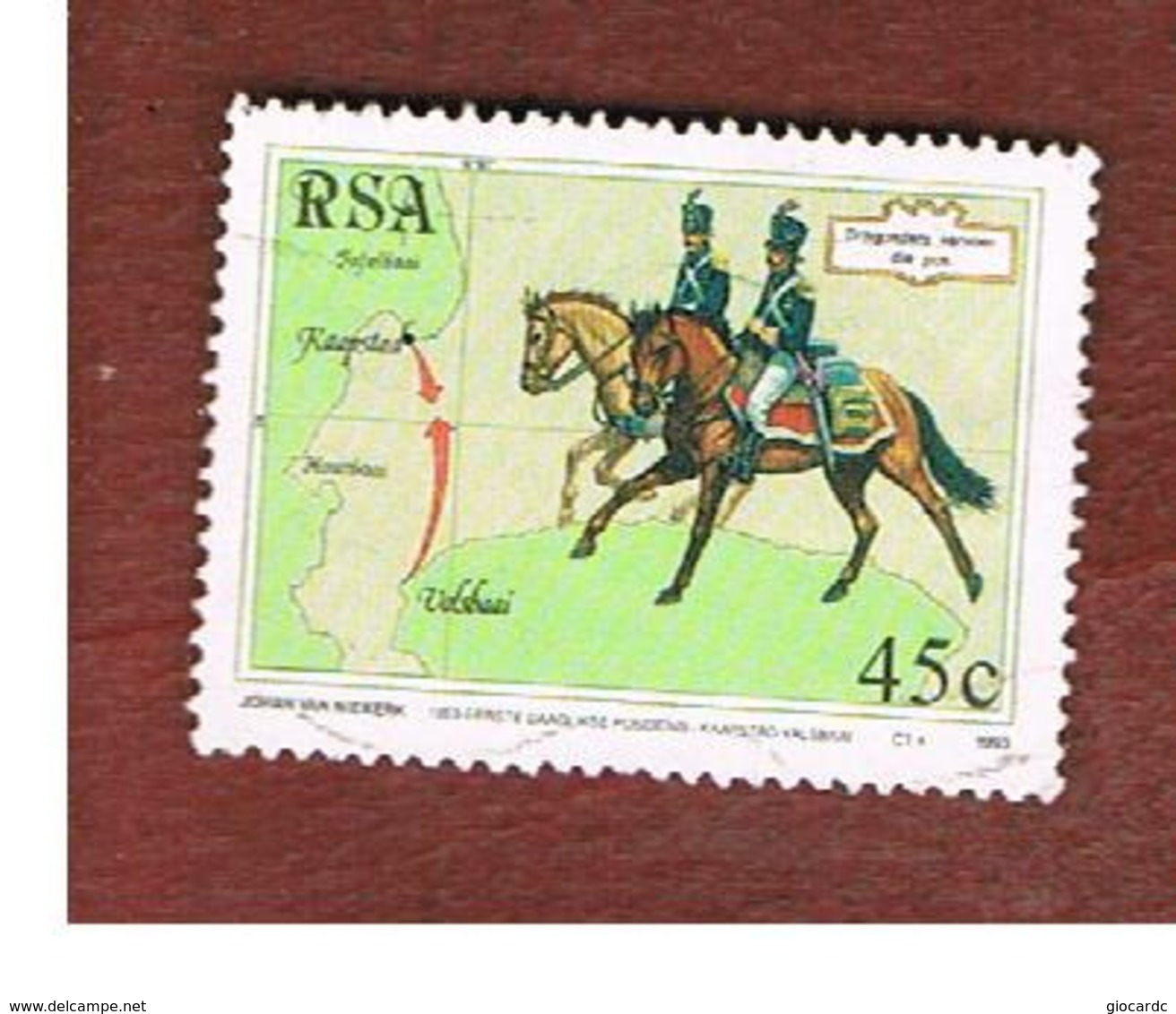 SUD AFRICA (SOUTH AFRICA) - SG 822 - 1993   STAMP DAY: EARLY 19^ CENTURY POSTAL SERVICE -USED - Usati