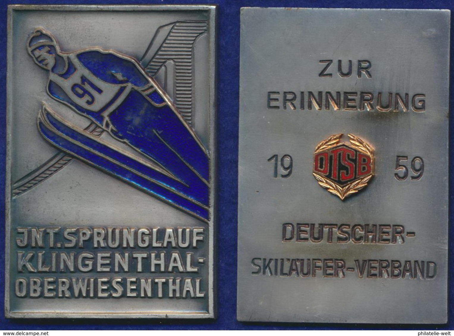 DDR Plakette Sprunglauf Klingenthal-Oberwiesenthal 1959 50x70mm Sehr Selten - Other & Unclassified