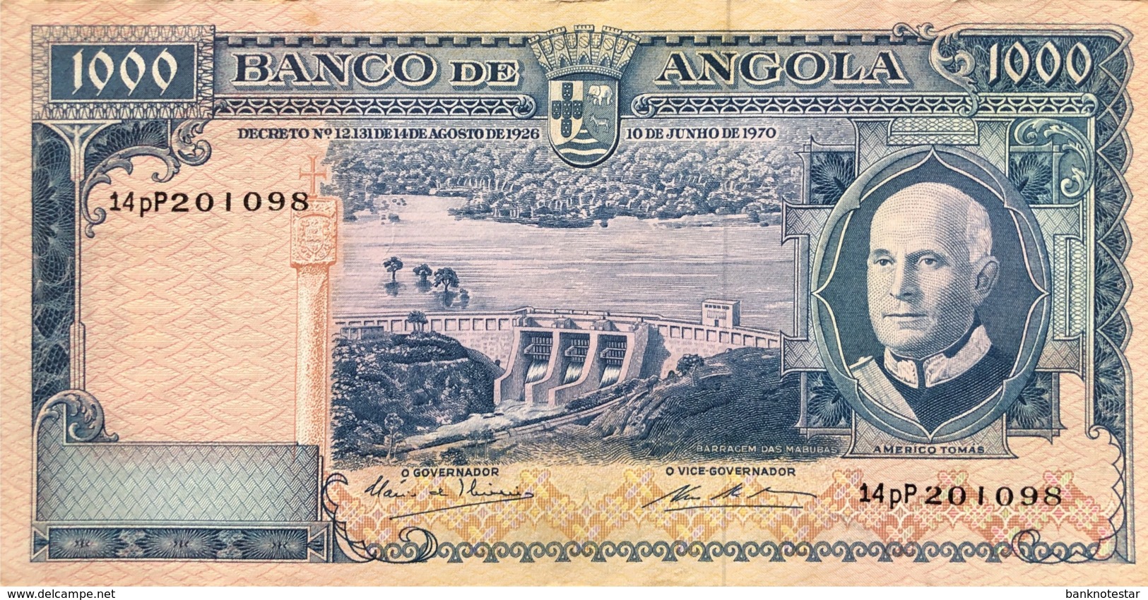 Angola 1.000 Escudos, P-98 (10.6.1970) - Very Fine - Angola