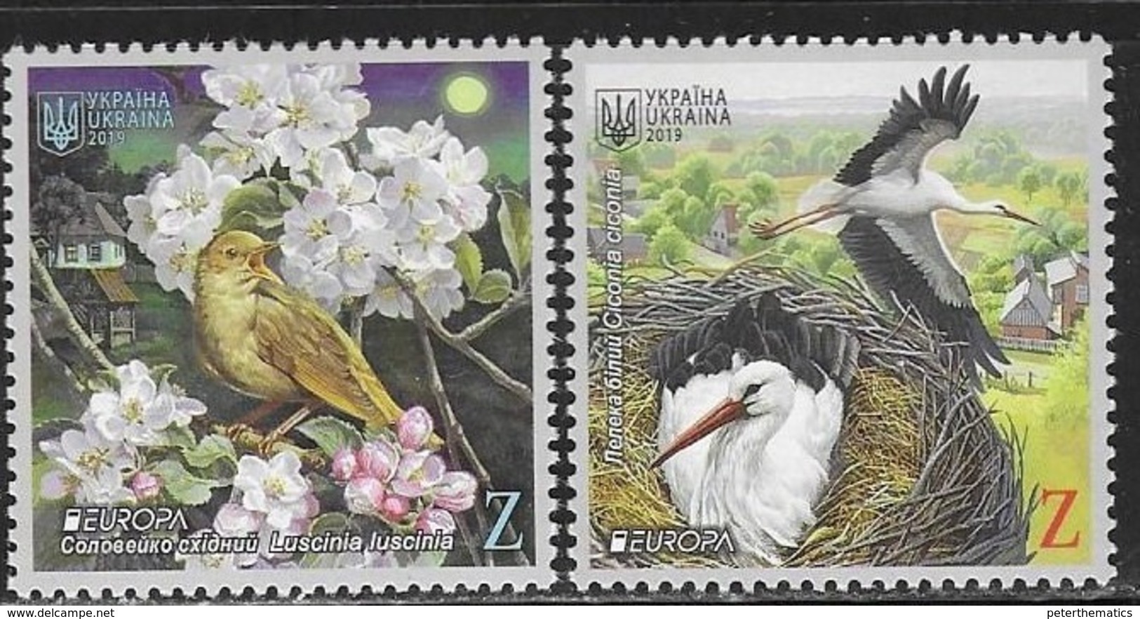 UKRAINE, 2019, MNH, EUROPA, BIRDS, 2v - 2019