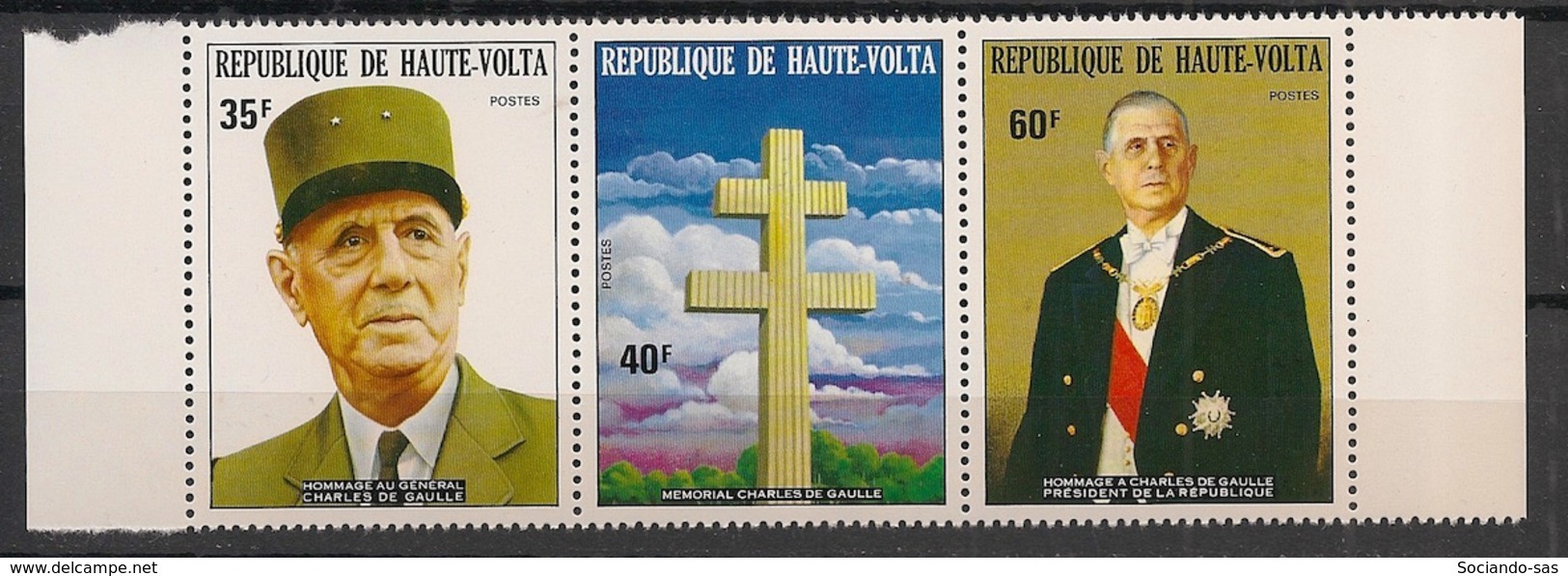 Haute Volta - 1974 - N°Yv. 304A - Tryptique De Gaulle - Neuf Luxe ** / MNH / Postfrisch - De Gaulle (Général)