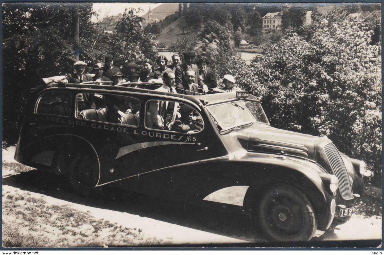 Carte Photo , Transport , Excursion , Excelsior - Garage - Lourdes , Animée - Lourdes