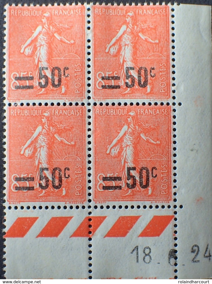 R1615/962 - 1924 - TYPE SEMEUSE LIGNEE - BLOC N°221 TIMBRES NEUFS** CdF Daté - ....-1929