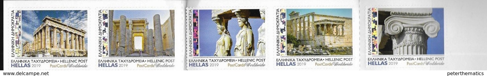 GREECE, 2019, MNH, TOURISM ,ATHENS, PARTHENON, ARCHAEOLOGY, 5v Ex.   BOOKLET - Archaeology