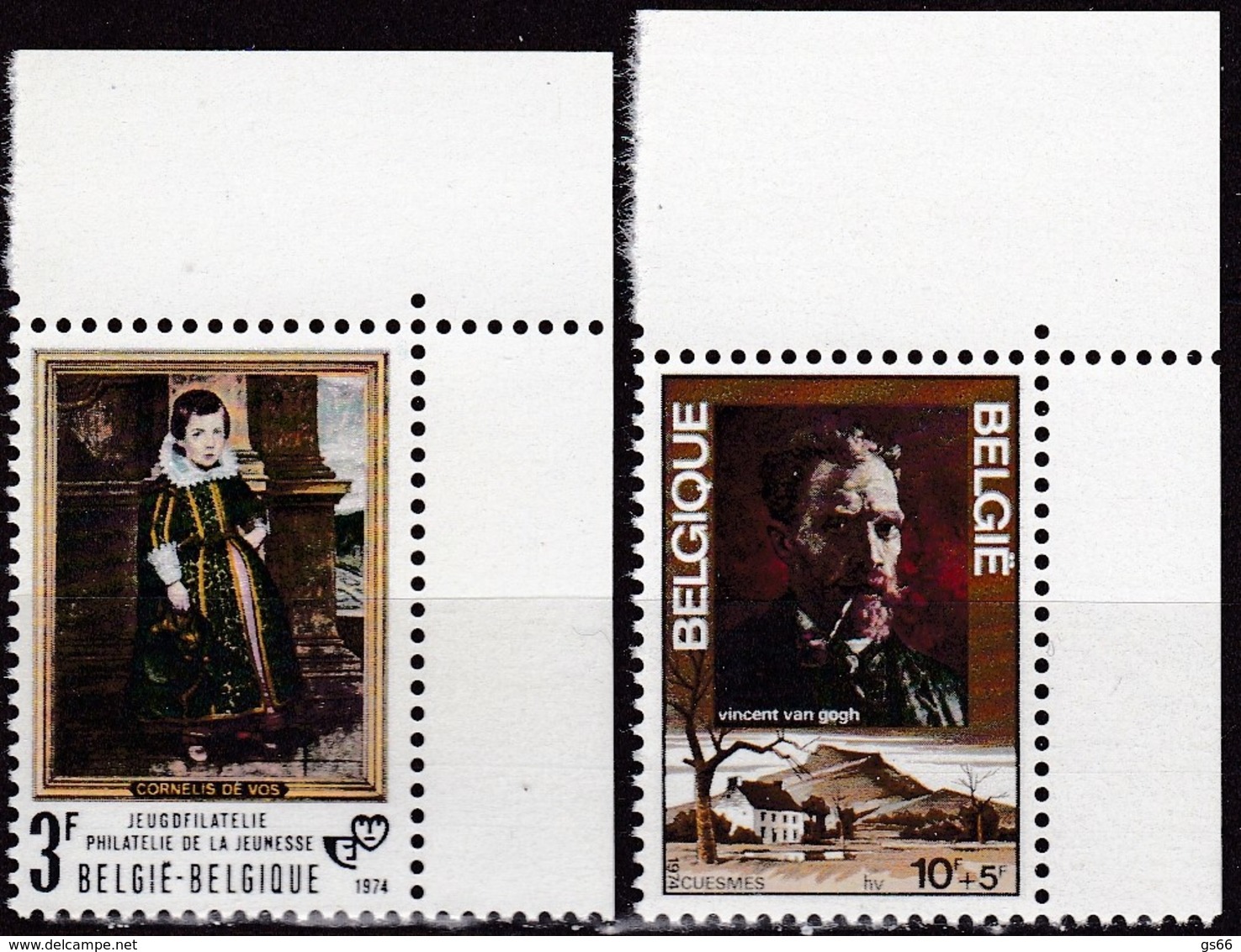 1974, Belgien, 1776/77,  MNH **, Jugendphilatelie/Vincent Van Gogh. - Unused Stamps