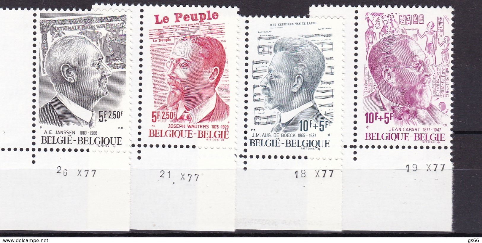 Belgien, 1977,  1929/32, MNH **,  Solidarität: Persönlichkeiten. - Ungebraucht