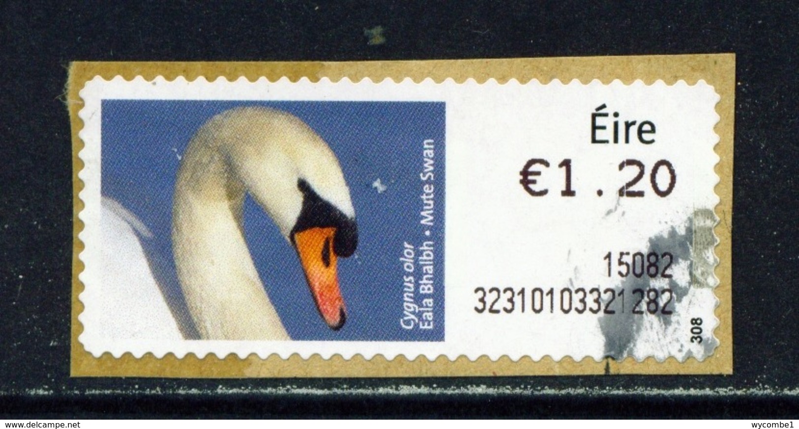 IRELAND  -  2014 Mute Swan SOAR (Stamp On A Roll)  CDS  Used On Piece As Scan - Oblitérés