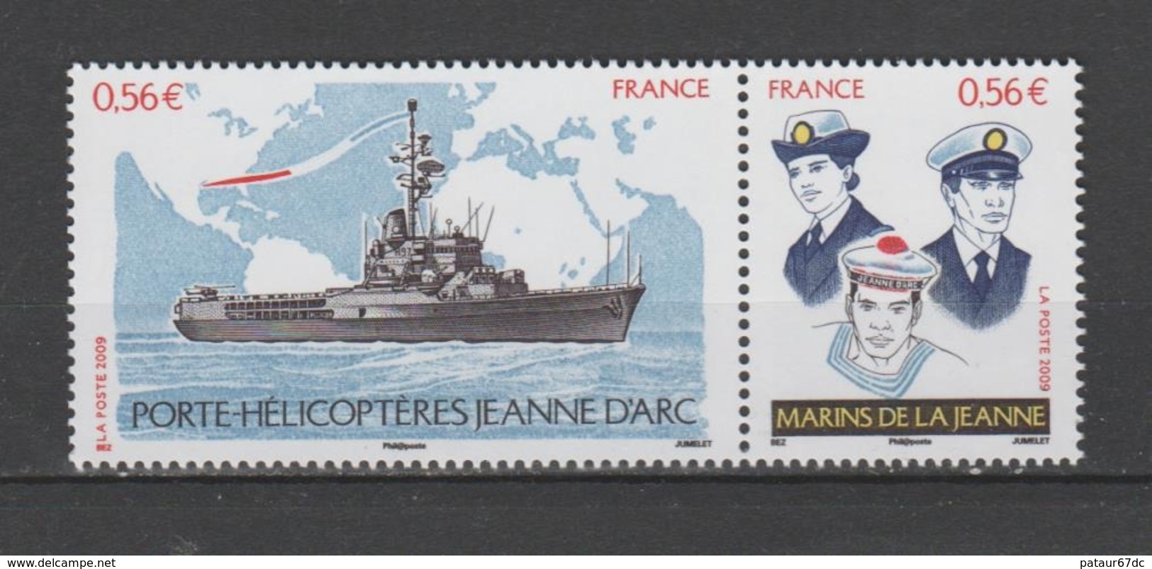 FRANCE / 2009 / Y&T N° 4423/4424 ** Ou P4423 ** : Porte-Hélicoptères Jeanne D'Arc (2 TP Se Tenant) X 1 - Unused Stamps