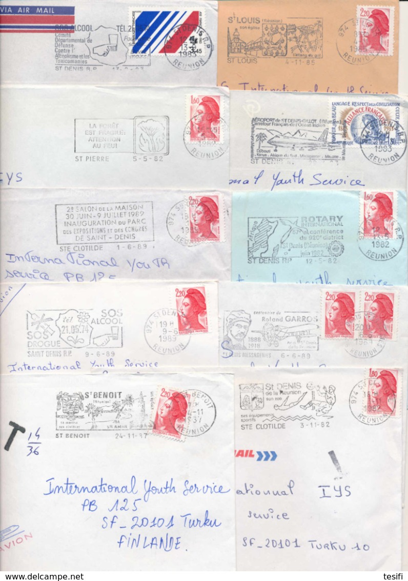 France Reunion 1980s 45 Different Postmarks On Covers To Finland - Autres & Non Classés