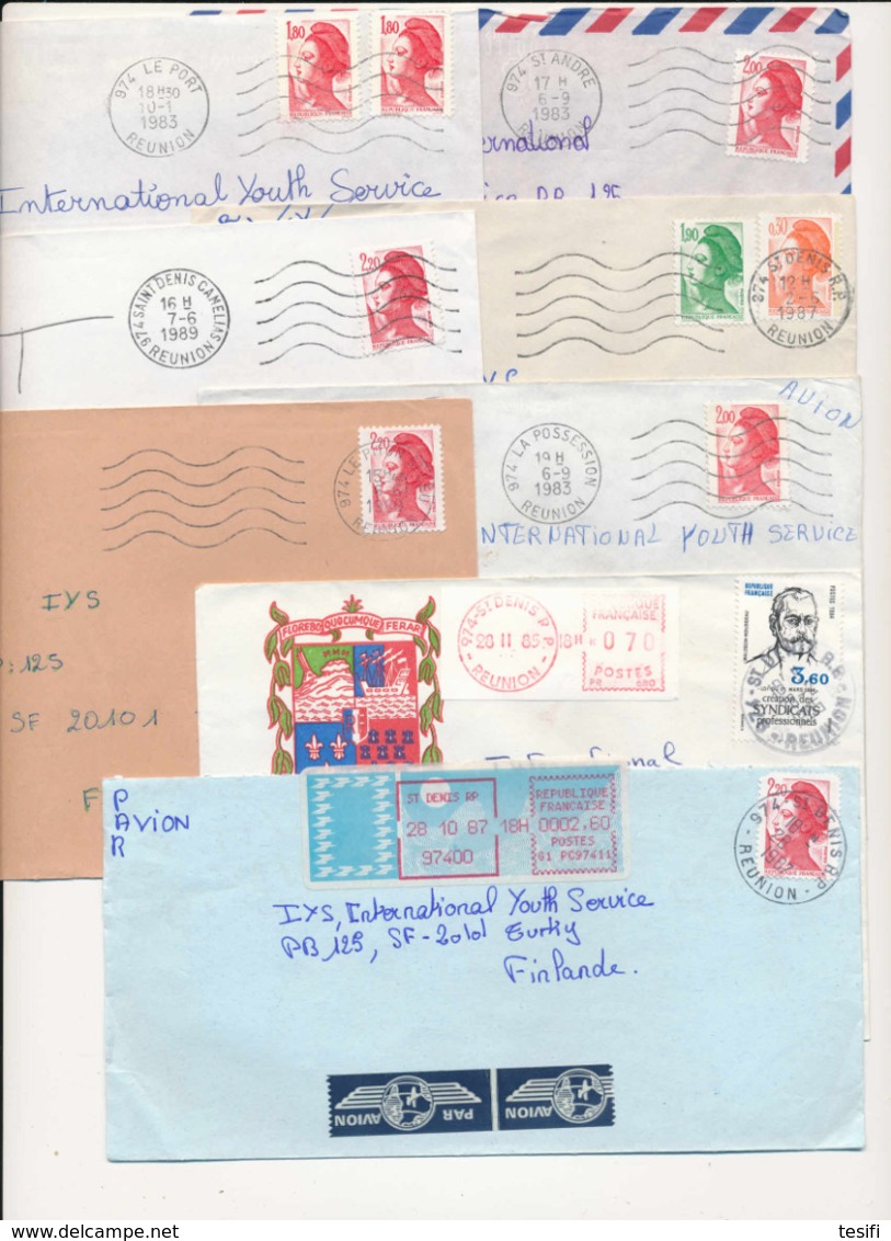 France Reunion 1980s 45 Different Postmarks On Covers To Finland - Autres & Non Classés