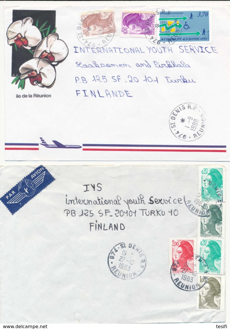 France Reunion 1980s 45 Different Postmarks On Covers To Finland - Autres & Non Classés