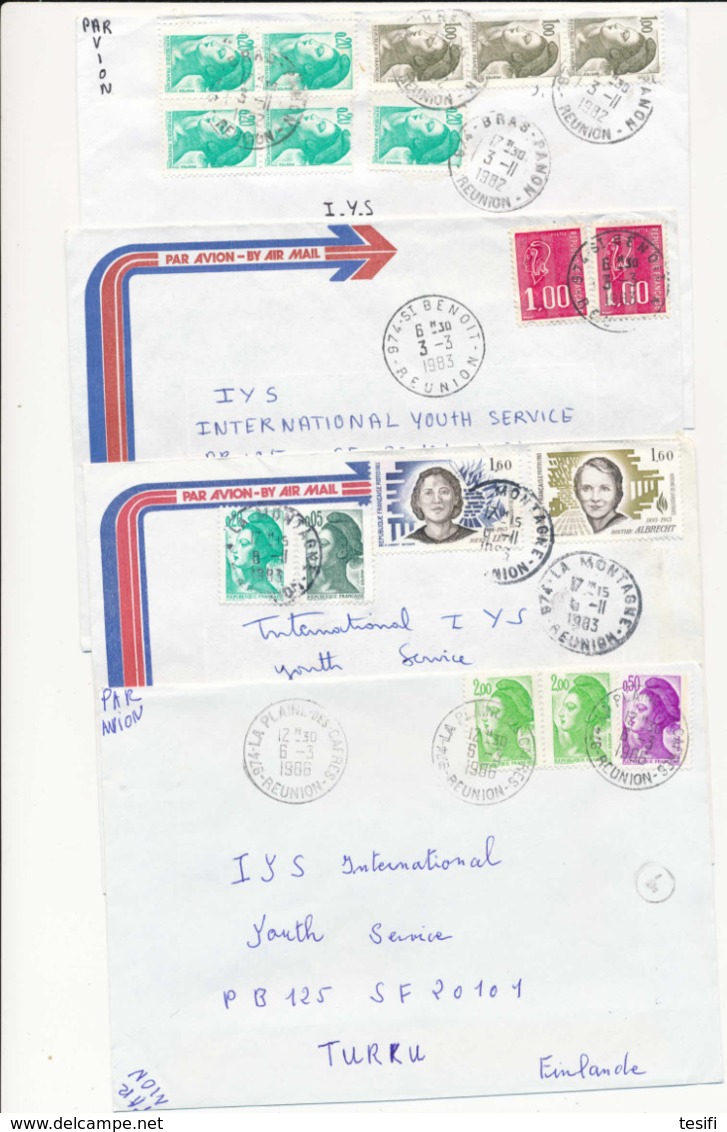 France Reunion 1980s 45 different postmarks on covers to Finland