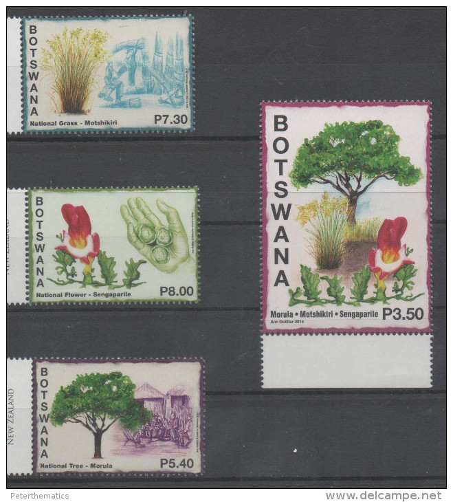 BOTSWANA, 2015, MNH,  TREES, NATIONAL SYMBOLS,4v - Trees