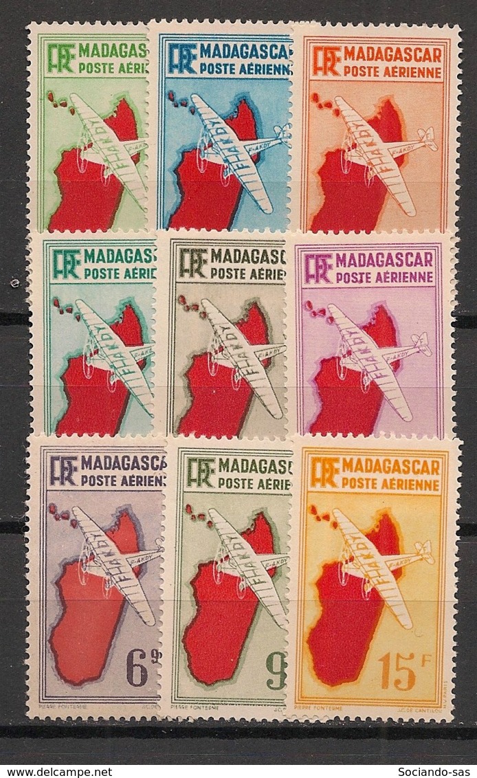 Madagascar - 1941 - Poste Aérienne PA N°Yv. 16 à 24 - Série Complète - Neuf * / MH VF - Poste Aérienne