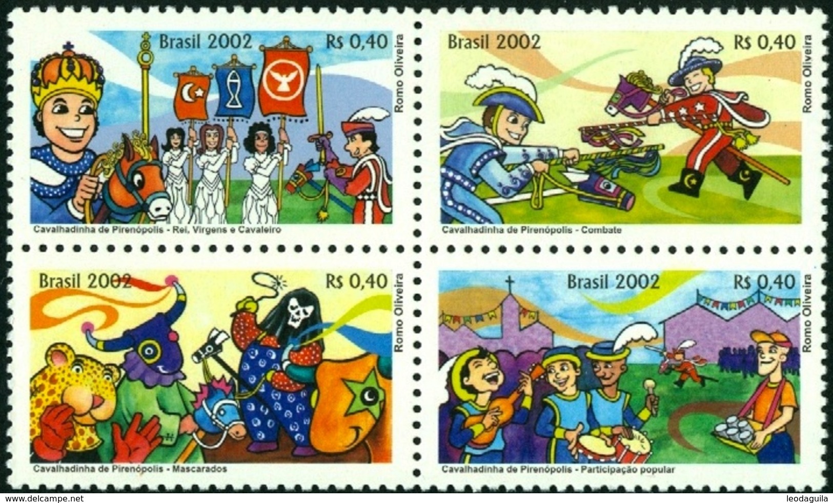 BRAZIL  Mi #3237/40  - FOLCLORE - POPULAR FESTIVITIES - CITY OF PIRENÓPOLIS - CHILDREN - 4(+) MINT - 2002 - Ongebruikt