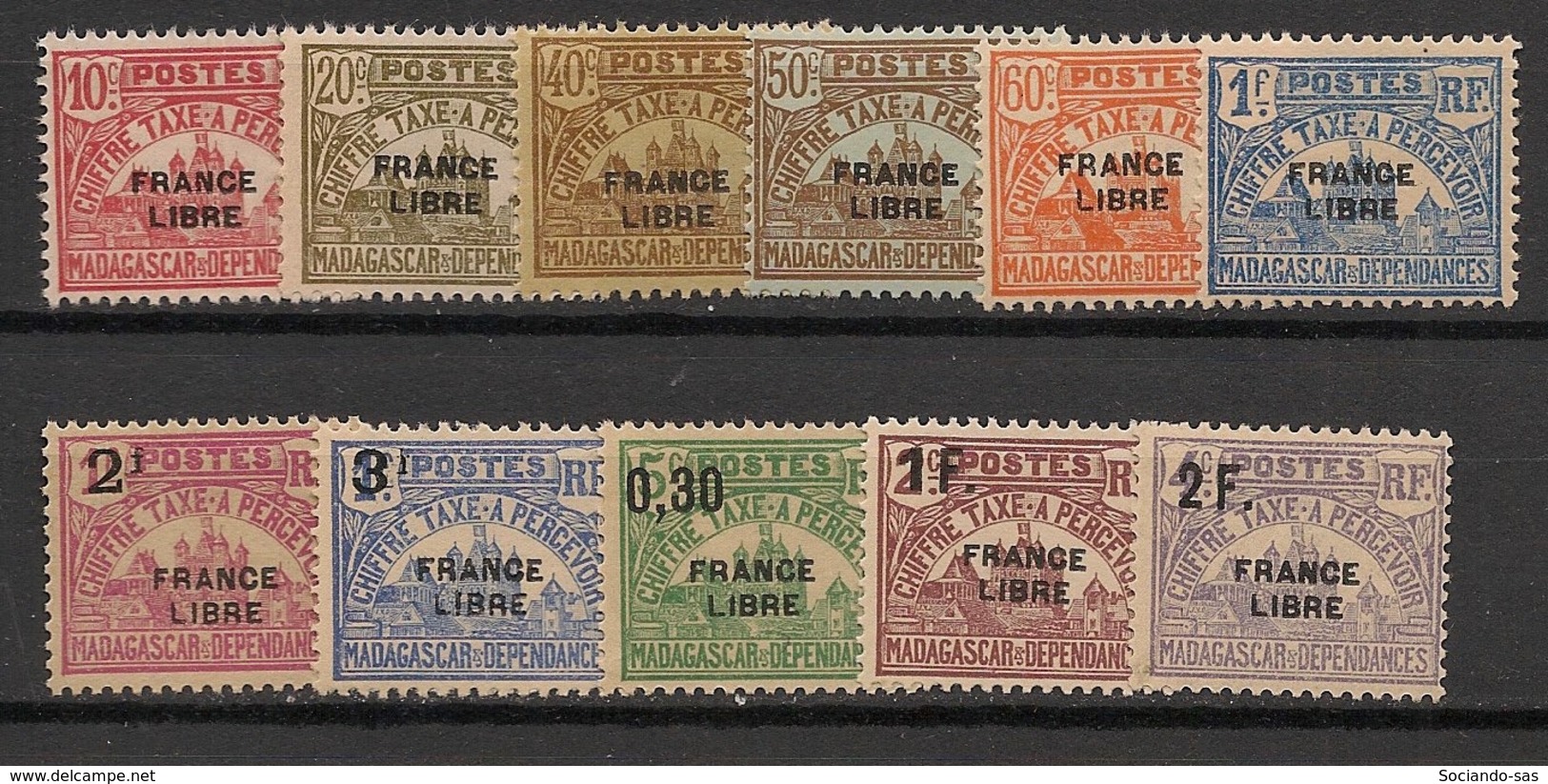 Madagascar - 1942 - Taxe TT N°Yv. 20 à 30 - Série Complète - France Libre - Neuf Luxe ** / MNH / Postfrisch - Strafport
