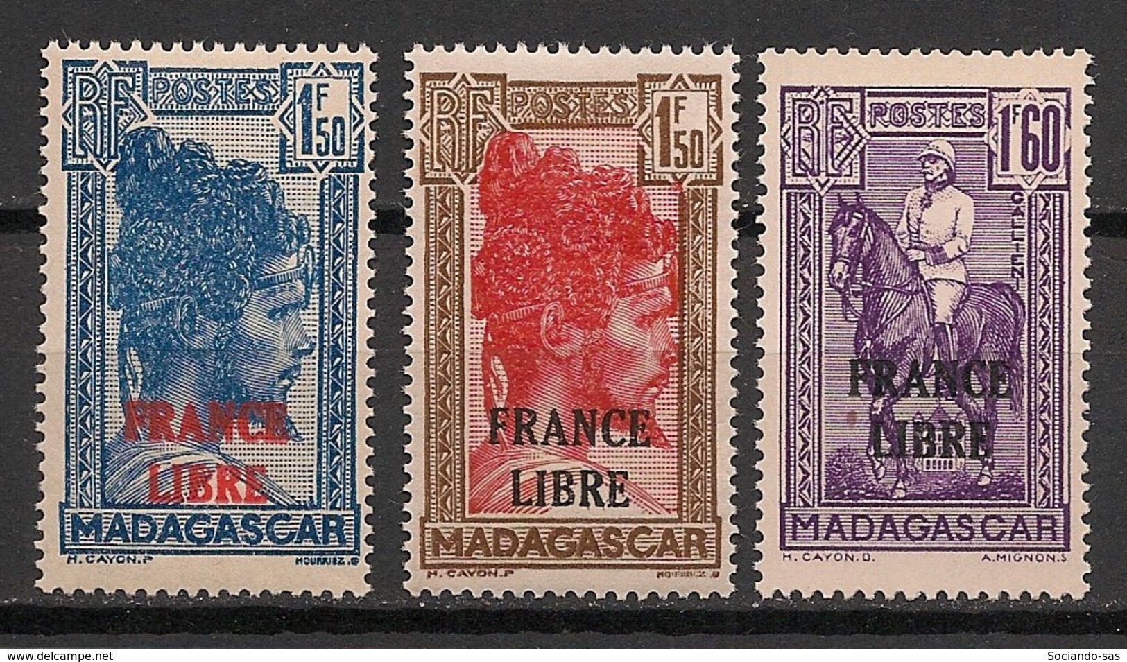 Madagascar - 1942 - N°Yv. 248 - 249 - 250 - France Libre - 3 Valeurs - Neuf Luxe ** / MNH / Postfrisch - Ongebruikt