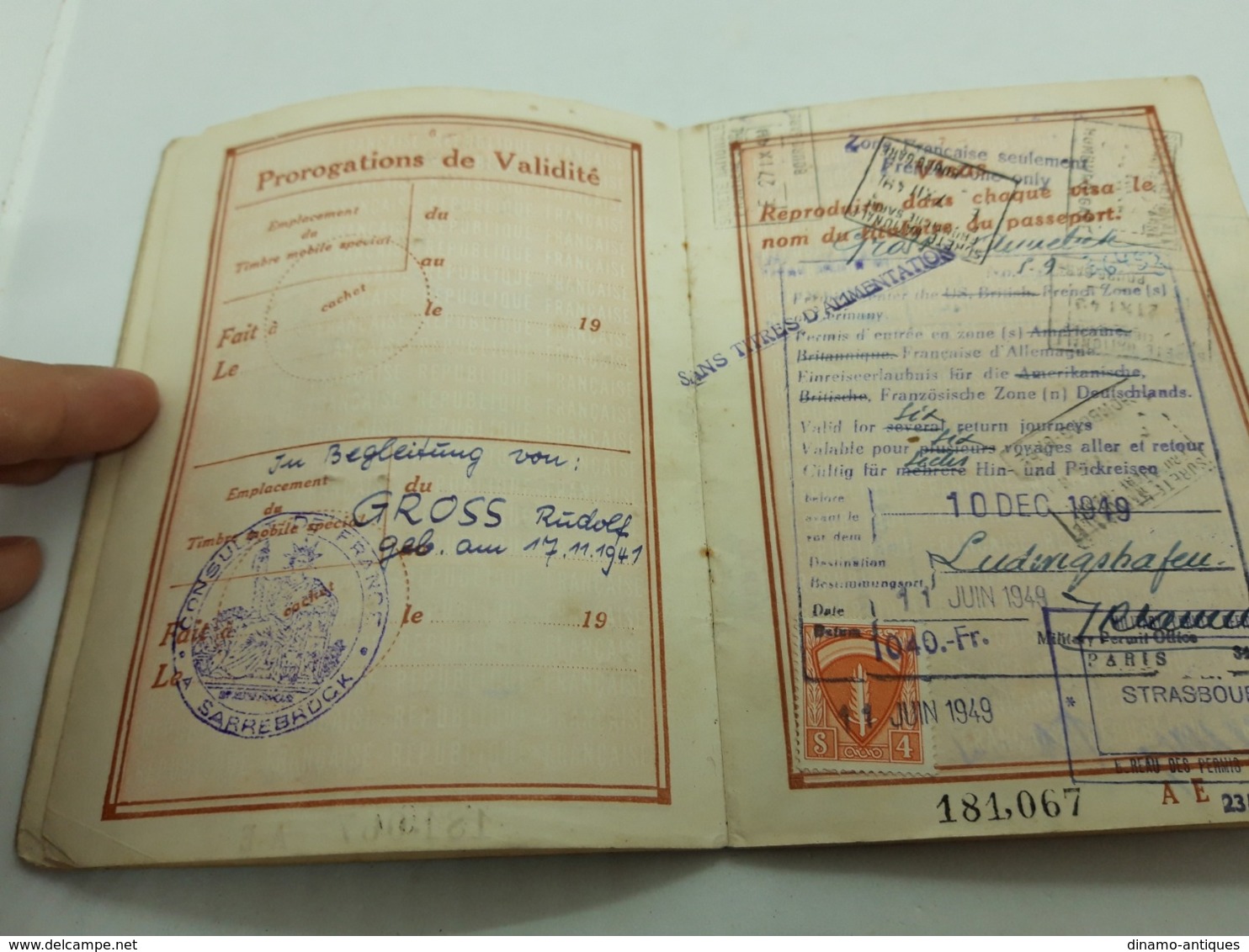 1948 Saar Sarrois Passport Passeport Reisepass  Issued In Sarrebruck - Full Of Visas - AMG Revenues Fiscal Timbres - Documents Historiques