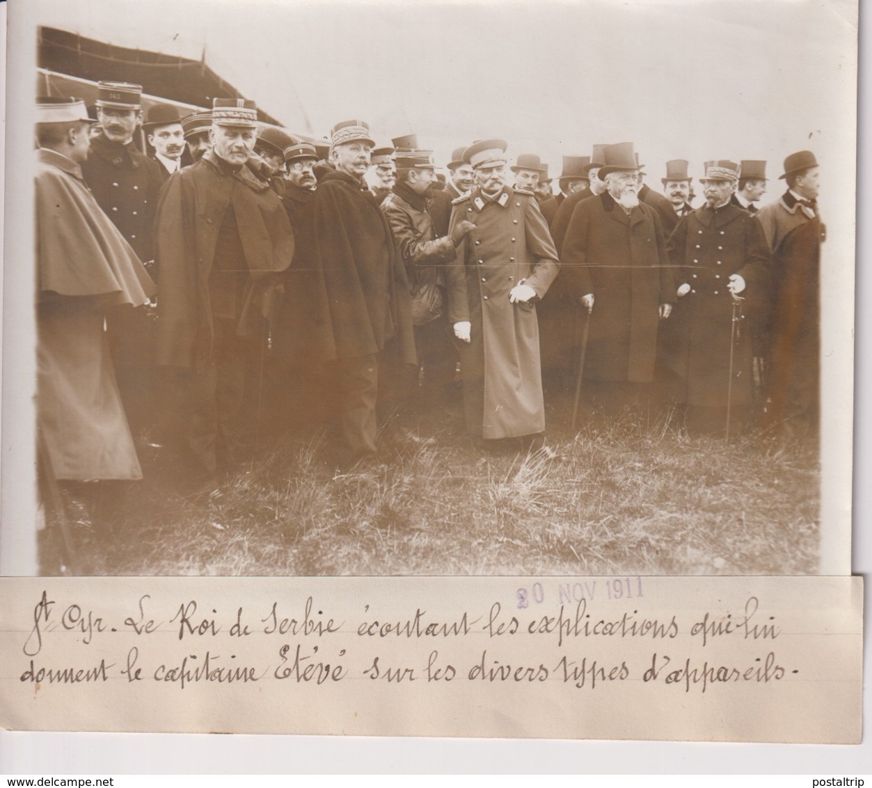 ST CYR LE ROI SERBIE ÉCOUTANT LES EXPLICATIONS ETEVE DIVERS TYPES  18*13CM Maurice-Louis BRANGER PARÍS (1874-1950) - Aviación